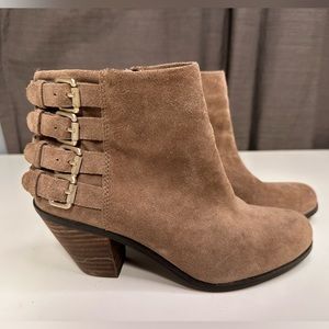 Sam Edelman, taupe suede ankle boots, size 6